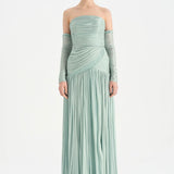 Uzun Kol Starplez Yaka Detaylı Pilise Abiye Elbise - 26091C - MİNT