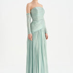 Uzun Kol Starplez Yaka Detaylı Pilise Abiye Elbise - 26091C - MİNT