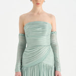 Uzun Kol Starplez Yaka Detaylı Pilise Abiye Elbise - 26091C - MİNT