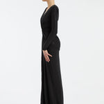 Long Sleeve Draped Long Evening Dress - 3011C