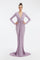 Long Sleeve Draped Long Evening Dress - 3011C