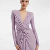 Long Sleeve Draped Long Evening Dress - 3011C