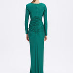 Long Sleeve Draped Long Evening Dress - 3011C