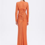 Long Sleeve Draped Long Evening Dress - 3011C