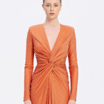 Long Sleeve Draped Long Evening Dress - 3011C