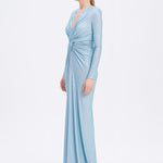 Long Sleeve Draped Long Evening Dress - 3011C