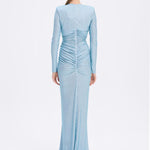 Long Sleeve Draped Long Evening Dress - 3011C