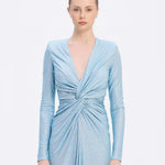 Long Sleeve Draped Long Evening Dress - 3011C