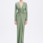 Long Sleeve Draped Long Evening Dress - 3011C