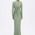 Long Sleeve Draped Long Evening Dress - 3011C