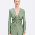 Long Sleeve Draped Long Evening Dress - 3011C