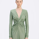 Long Sleeve Draped Long Evening Dress - 3011C