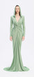 Long Sleeve Draped Evening Dress with Hat - 3011H