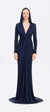 Long Sleeve Draped Evening Dress with Hat - 3011H