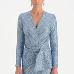 Payetli V Yaka Yırtmaçlı Drapeli Abiye Elbise - 26065C