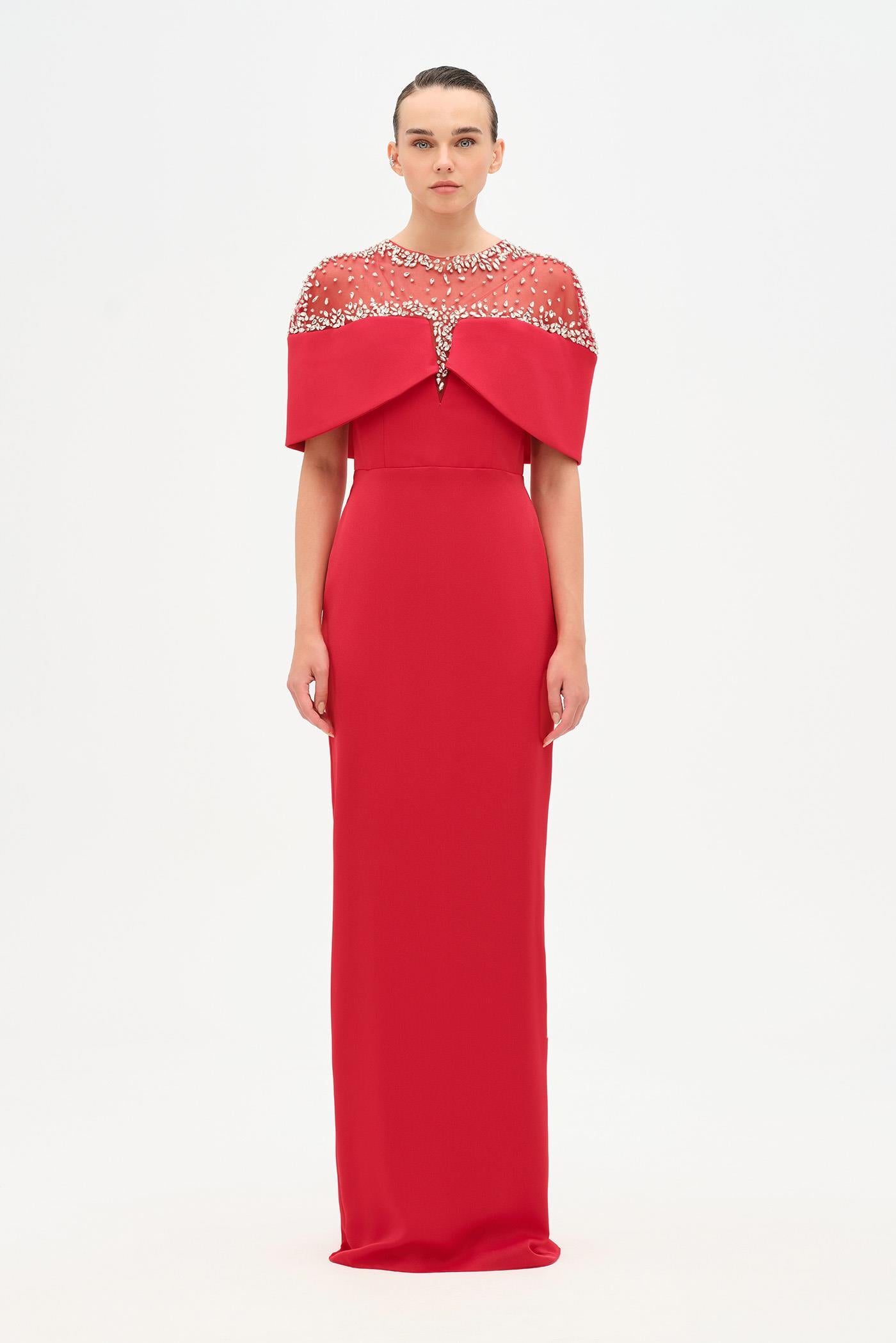 Zarif Taş Detaylı Modern Abiye Elbise - 26099C
