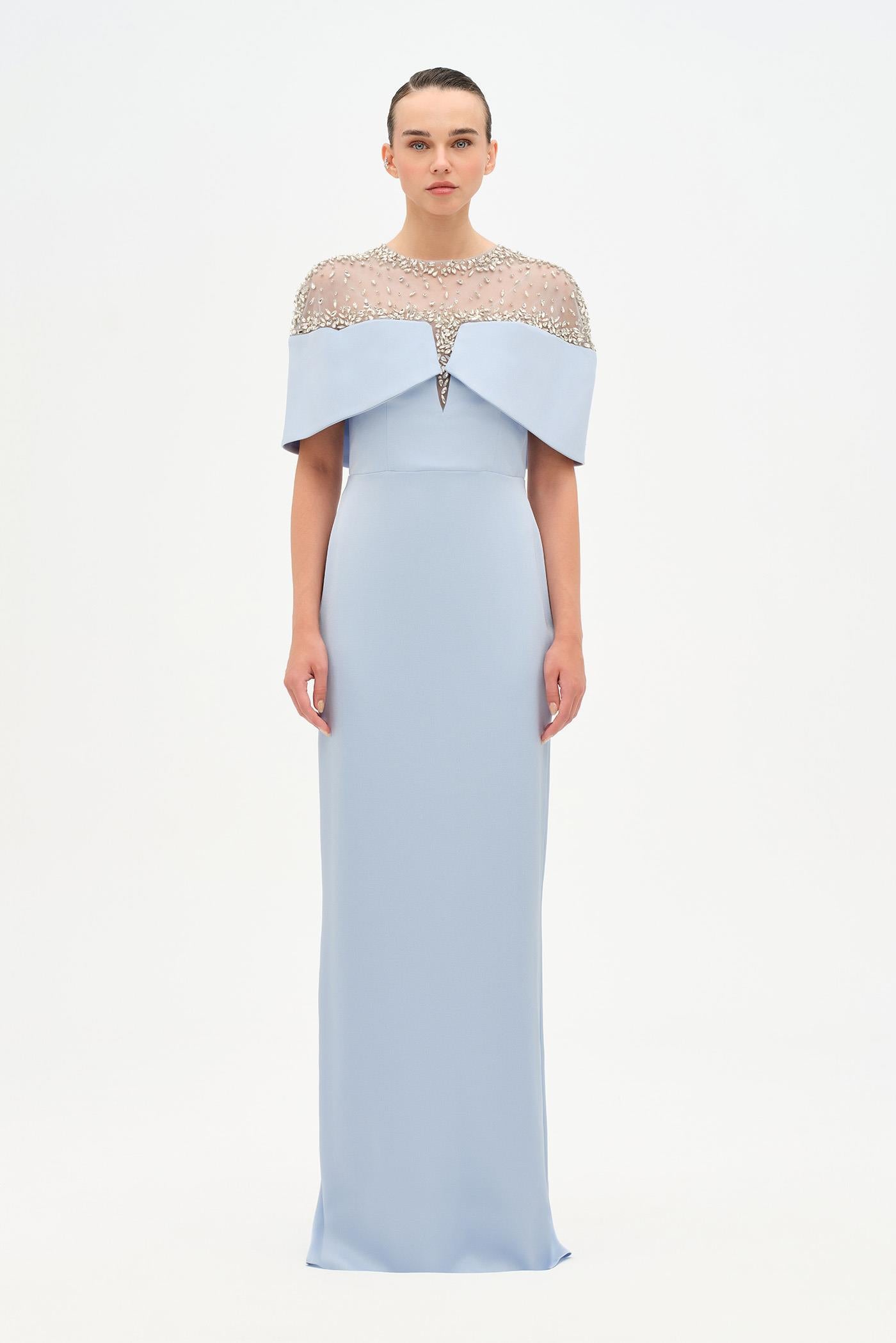 Zarif Taş Detaylı Modern Abiye Elbise - 26099C