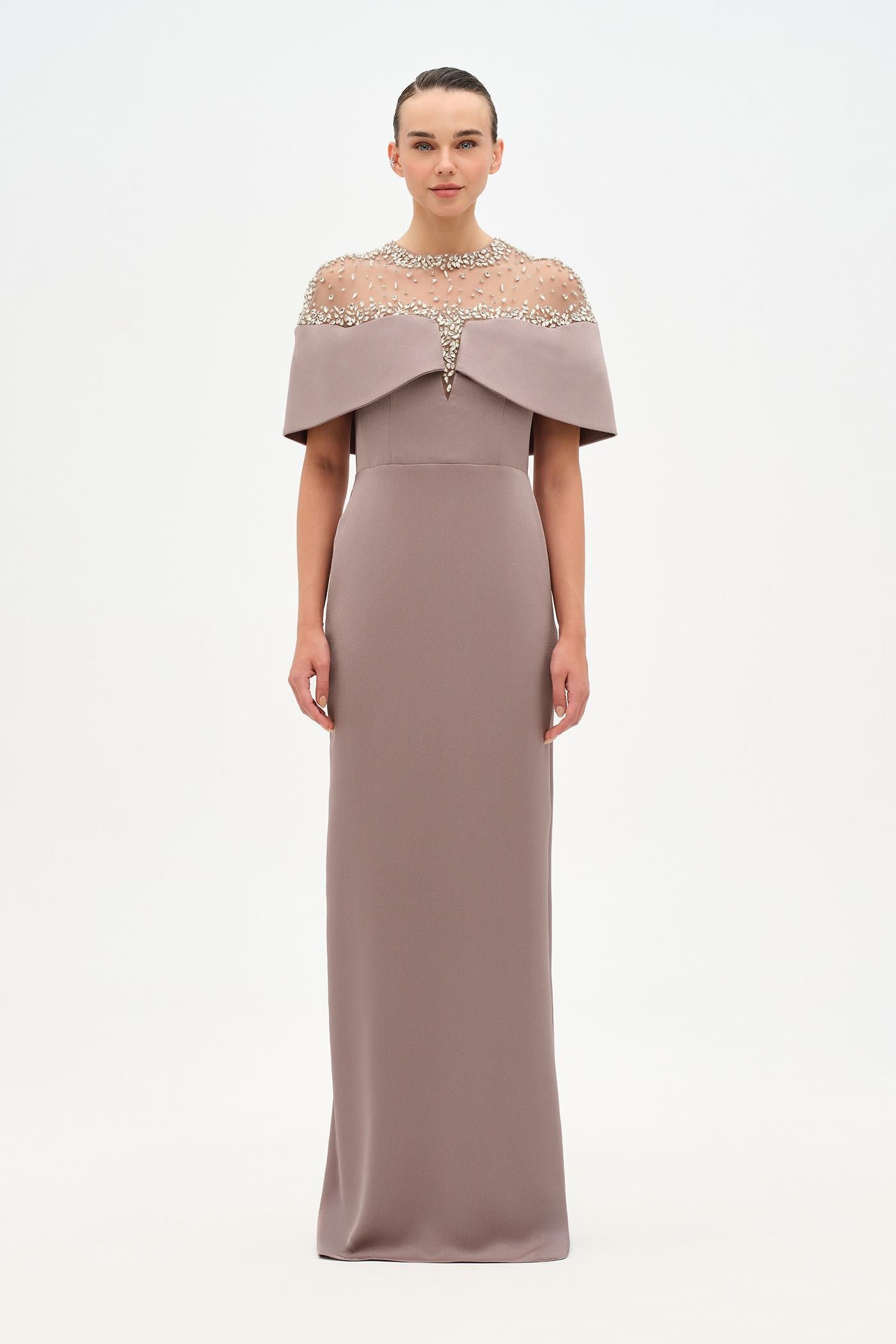 Zarif Taş Detaylı Modern Abiye Elbise - 26099C