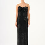 Long Evening Dress with Chain Straps Strapless Collar Slits - 9042C