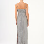 Long Evening Dress with Chain Straps Strapless Collar Slits - 9042C