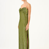 Long Evening Dress with Chain Straps Strapless Collar Slits - 9042C