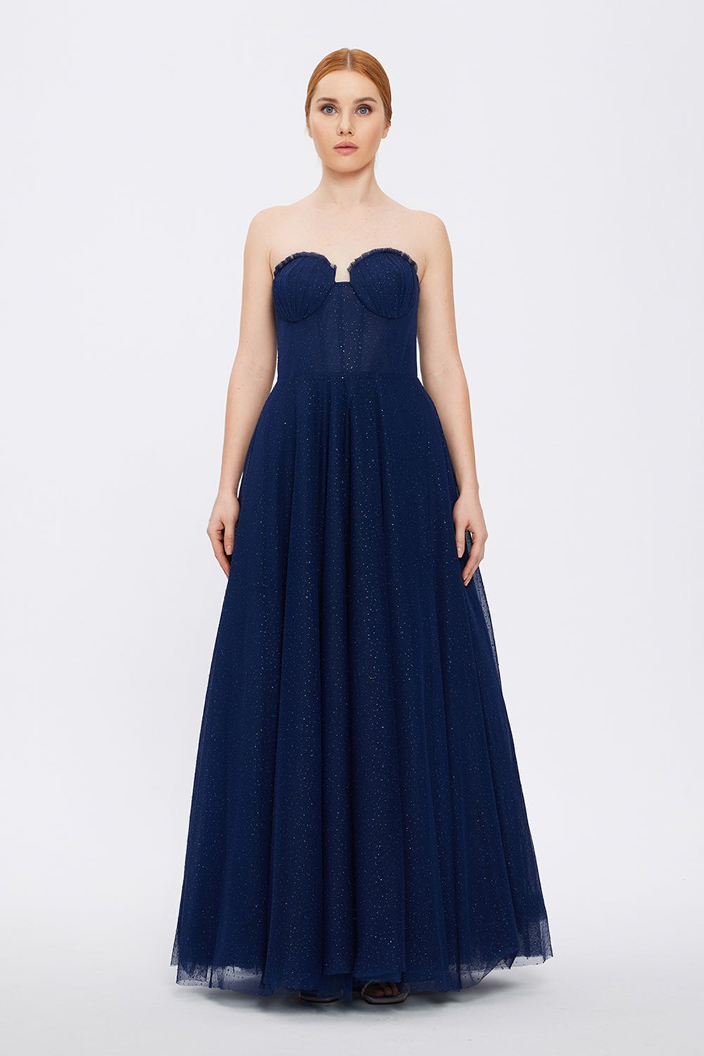 Silvery Fabric Princess Cut Long Evening Dress - 5006C