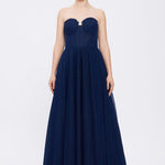 Silvery Fabric Princess Cut Long Evening Dress - 5006C