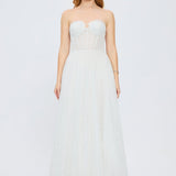 Silvery Fabric Princess Cut Long Evening Dress - 5006C