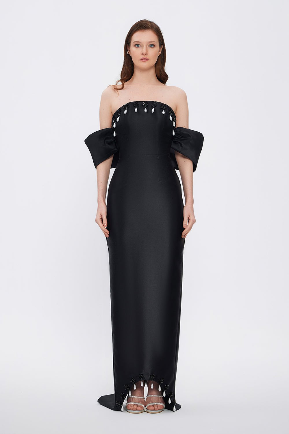 Flared Crepe Long Evening Dress - 2028C