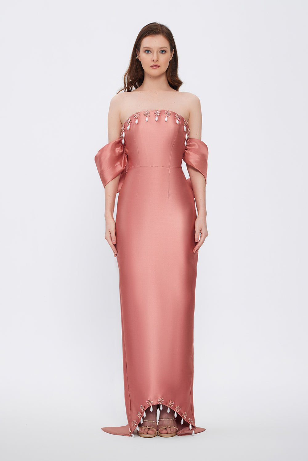 Flared Crepe Long Evening Dress - 2028C