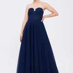 Silvery Fabric Princess Cut Long Evening Dress - 5006C