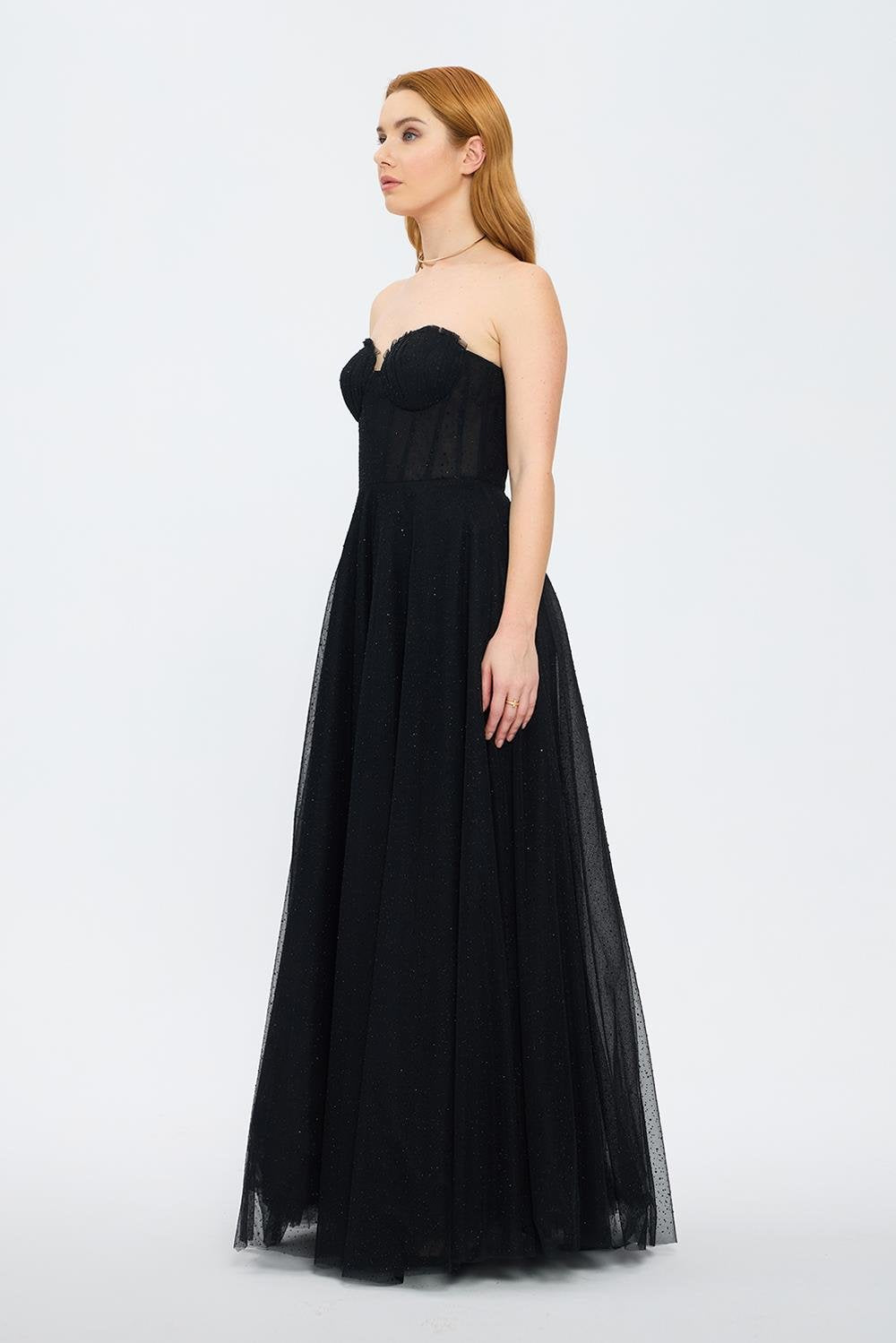 Silvery Fabric Princess Cut Long Evening Dress - 5006C