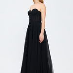 Silvery Fabric Princess Cut Long Evening Dress - 5006C