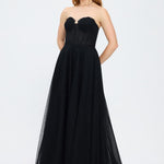 Silvery Fabric Princess Cut Long Evening Dress - 5006C
