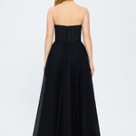 Silvery Fabric Princess Cut Long Evening Dress - 5006C