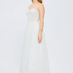 Silvery Fabric Princess Cut Long Evening Dress - 5006C