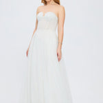 Silvery Fabric Princess Cut Long Evening Dress - 5006C