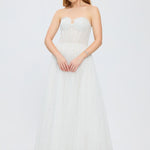 Silvery Fabric Princess Cut Long Evening Dress - 5006C