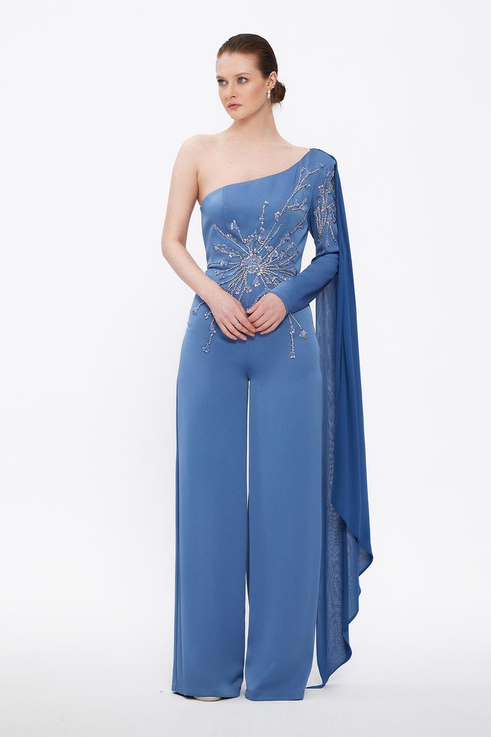 Jumpsuits Evening Gown Party Dress Elegant Dress Formal Engagement Floor  Length Sleeveless One Shoulder Convertible Stretch Fabric with Bow(s)  Pleats Overskirt 2024 2024 - $179.99