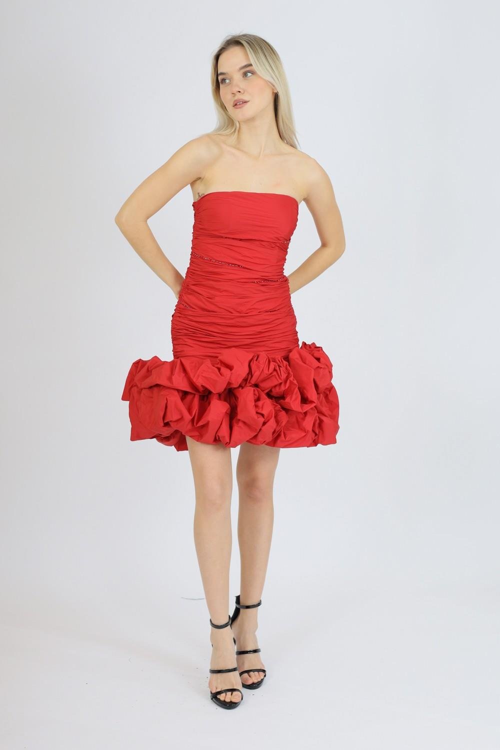 Short Evening Dress with Ruffled Skirt - 4039C