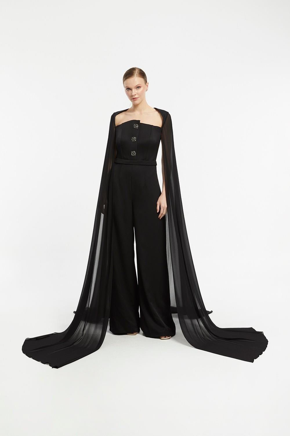 2023 African Robe De Soiree: Black And White Amazon Jumpsuits For Wedding  With Pearls, Scoop Ruffles, And Formal Pants Suit For Evening Prom And  Birthday Parties From Donnaweddingdress26, $54.88 | DHgate.Com